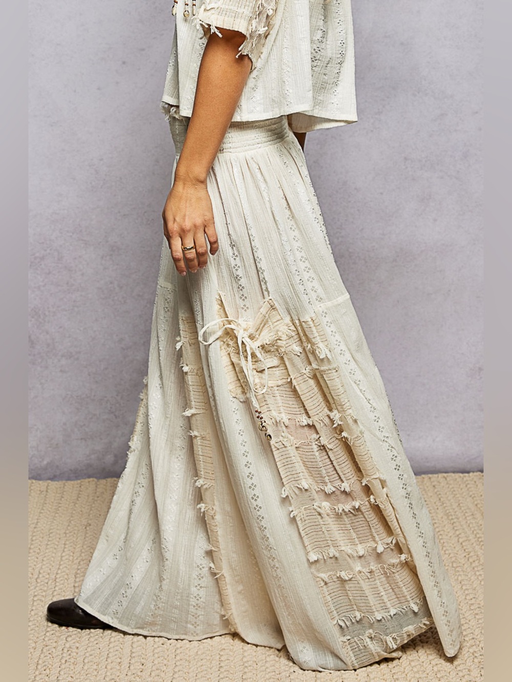 POL Cream Boho Wide-Leg Tiered Pants - Picture 6 of 7